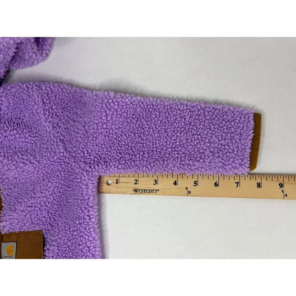 Carhartt Baby Girls Purple Sherpa Fleece Hooded Coverall Jumpsuit 18M Zip